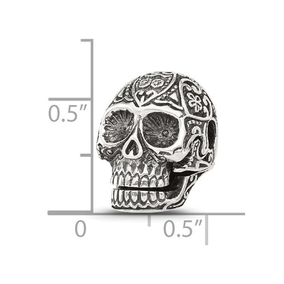Sterling Silver Reflections Antiqued Mexican Skull Hinged Bead