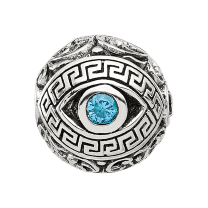 Sterling Silver Reflections Antiqued CZ Nazar Eye Hinged Bead
