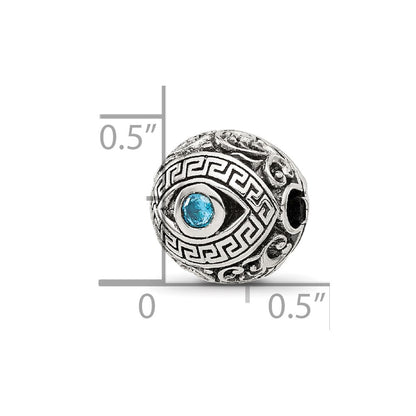 Sterling Silver Reflections Antiqued CZ Nazar Eye Hinged Bead