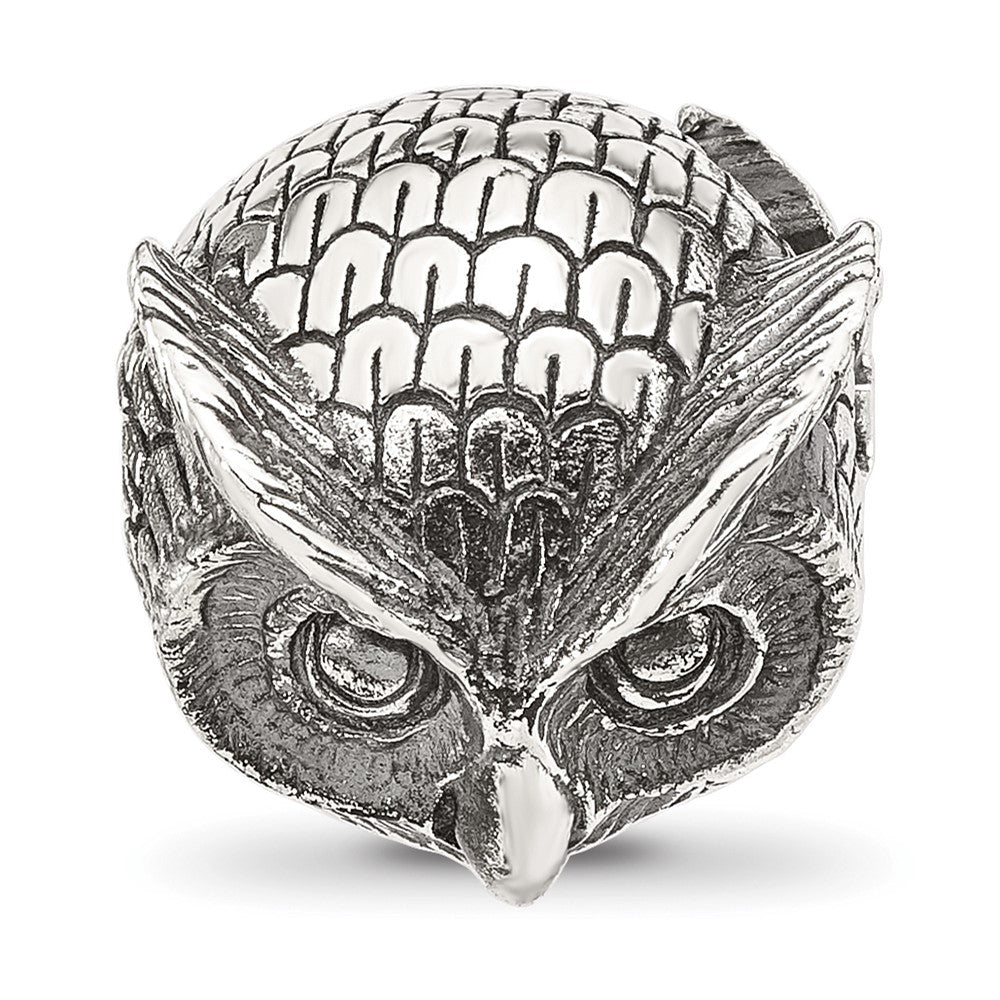 Sterling Silver Reflections Antiqued Owl Hinged Bead