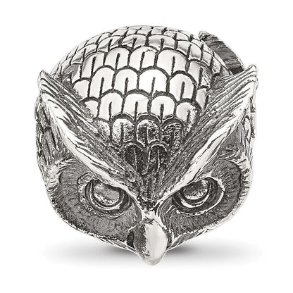 Sterling Silver Reflections Antiqued Owl Hinged Bead