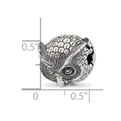 Sterling Silver Reflections Antiqued Owl Hinged Bead