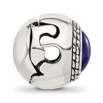Sterling Silver Reflections Lapis Lazuli Lucky Stone Hinged Bead