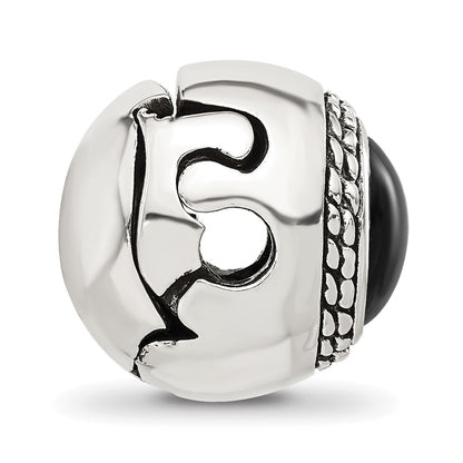 Sterling Silver Reflections Black Onyx Lucky Stone Hinged Bead