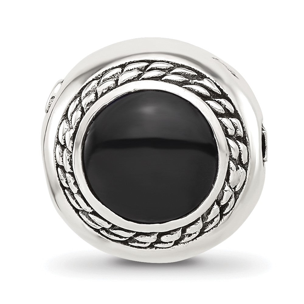 Sterling Silver Reflections Black Onyx Lucky Stone Hinged Bead