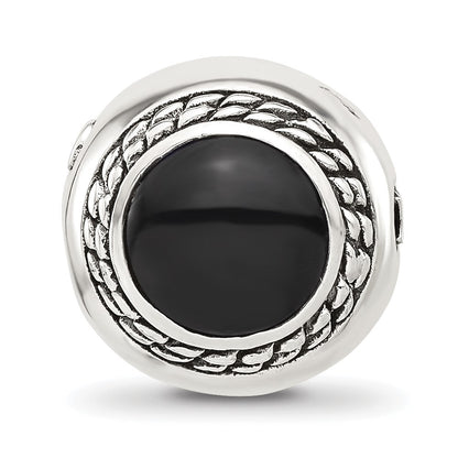 Sterling Silver Reflections Black Onyx Lucky Stone Hinged Bead