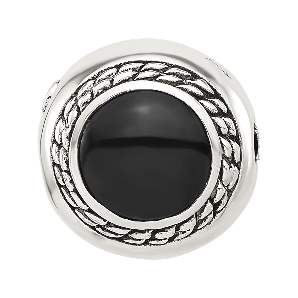 Sterling Silver Reflections Black Onyx Lucky Stone Hinged Bead