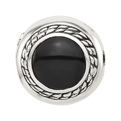 Sterling Silver Reflections Black Onyx Lucky Stone Hinged Bead