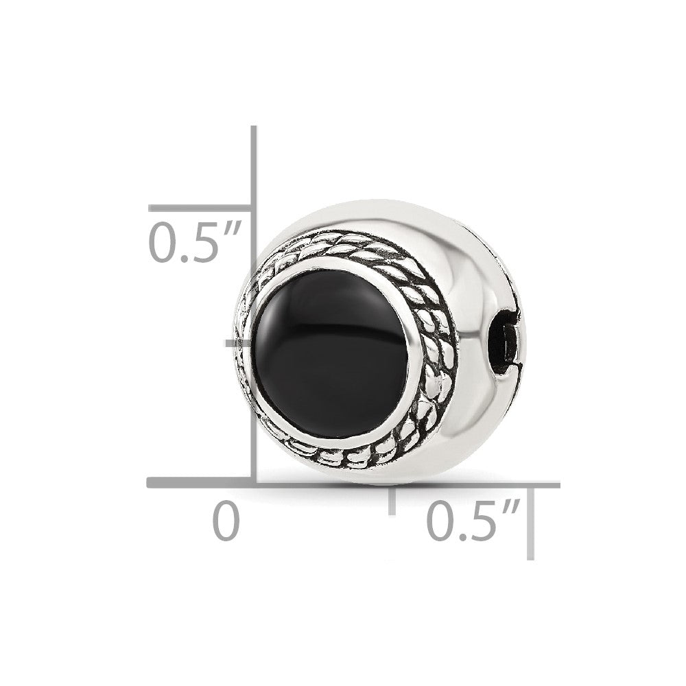 Sterling Silver Reflections Black Onyx Lucky Stone Hinged Bead