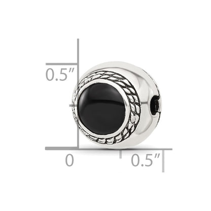 Sterling Silver Reflections Black Onyx Lucky Stone Hinged Bead