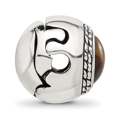 Sterling Silver Reflections Tigers Eye Lucky Stone Hinged Bead