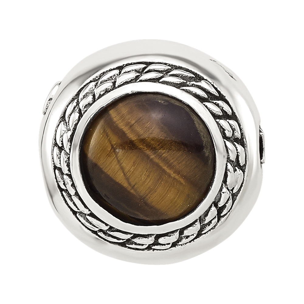 Sterling Silver Reflections Tigers Eye Lucky Stone Hinged Bead
