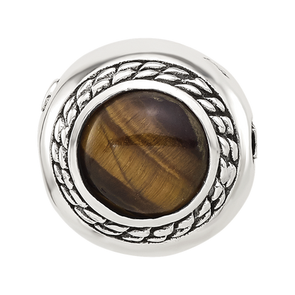 Sterling Silver Reflections Tigers Eye Lucky Stone Hinged Bead
