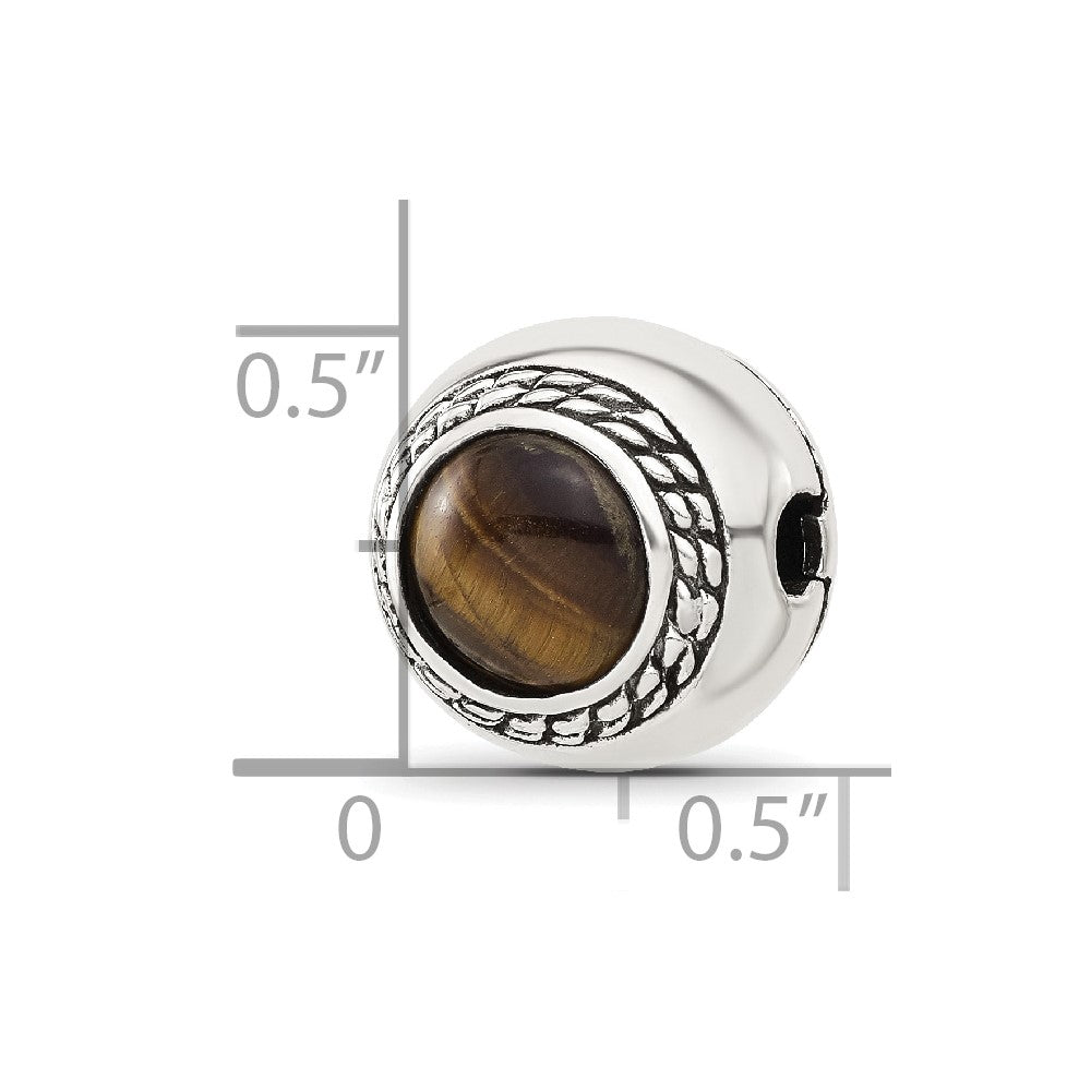 Sterling Silver Reflections Tigers Eye Lucky Stone Hinged Bead
