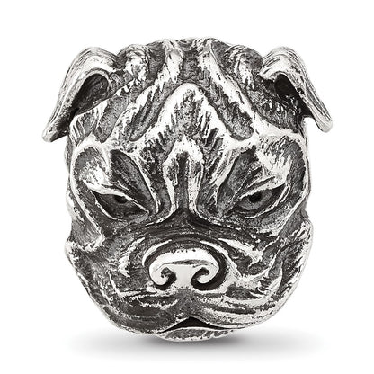 Sterling Silver Reflections Antiqued Bulldog Hinged Bead