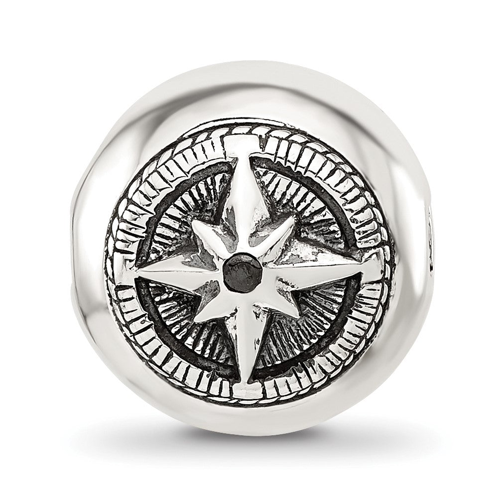 Sterling Silver Reflections Round Star Compass Hinged Bead
