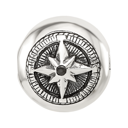 Sterling Silver Reflections Round Star Compass Hinged Bead