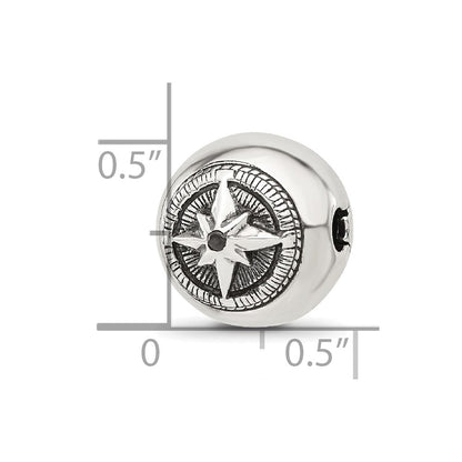 Sterling Silver Reflections Round Star Compass Hinged Bead