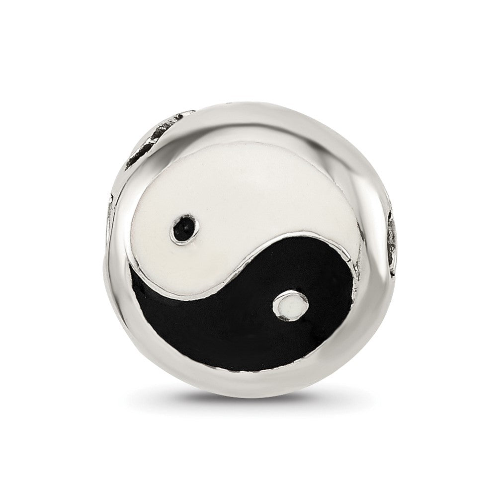 Sterling Silver Reflections Enameled Yin Yang Hinged Bead