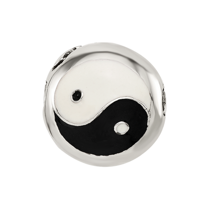 Sterling Silver Reflections Enameled Yin Yang Hinged Bead