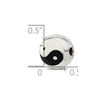 Sterling Silver Reflections Enameled Yin Yang Hinged Bead