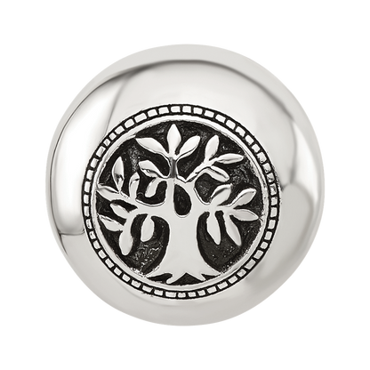 Sterling Silver Reflections Polished Circle Tree of Life Hinged Bead