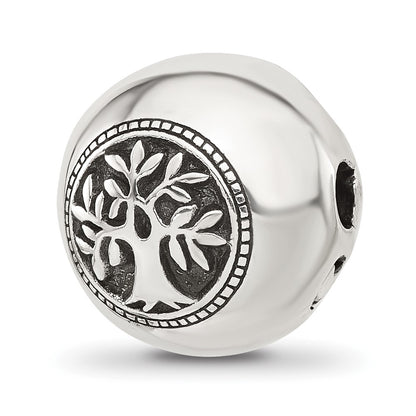 Sterling Silver Reflections Polished Circle Tree of Life Hinged Bead