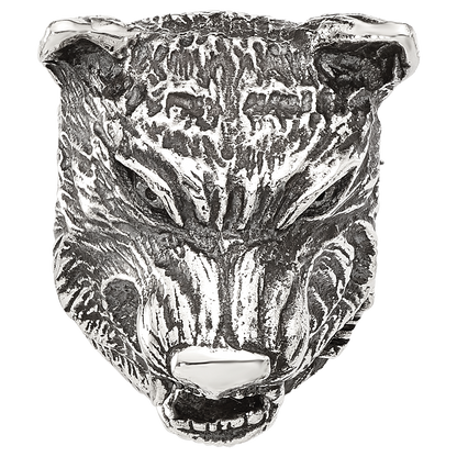 Sterling Silver Reflections Polished Wolf Head Hinged Bead