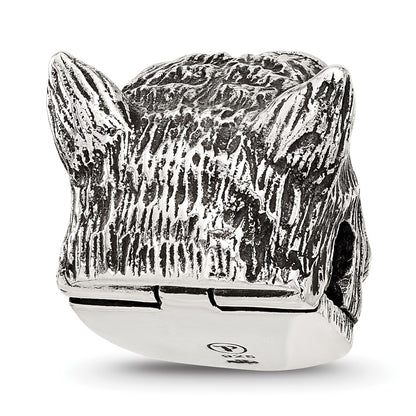 Sterling Silver Reflections Polished Wolf Head Hinged Bead