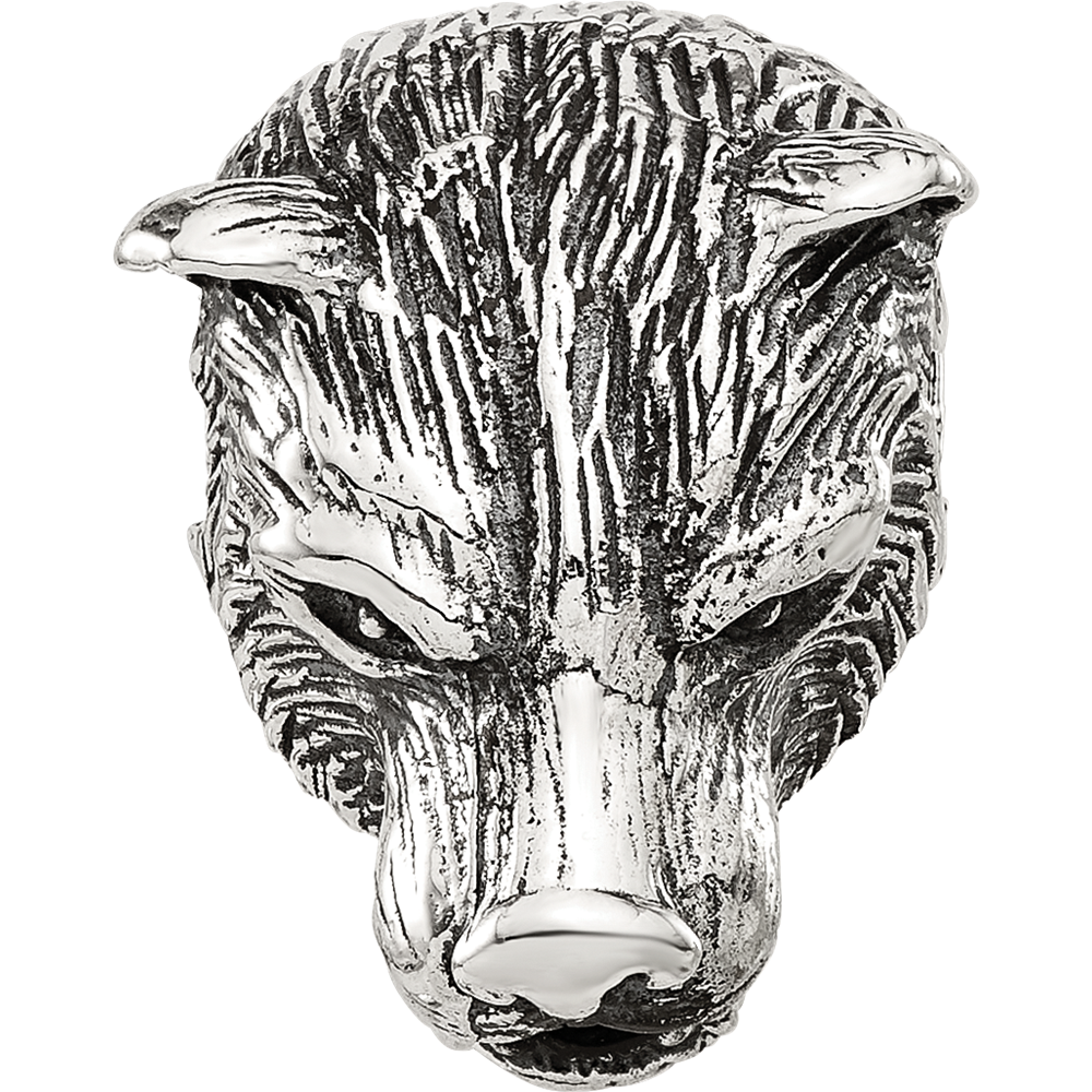 Sterling Silver Reflections Polished Bear Head Hinged Bead