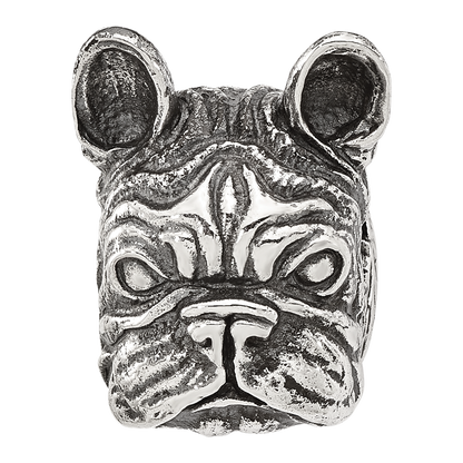 Sterling Silver Reflections Antiqued Bulldog Head Hinged Bead