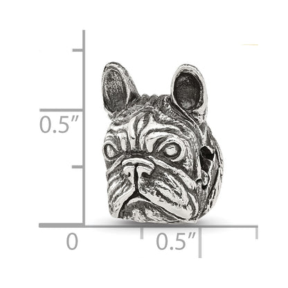 Sterling Silver Reflections Antiqued Bulldog Head Hinged Bead