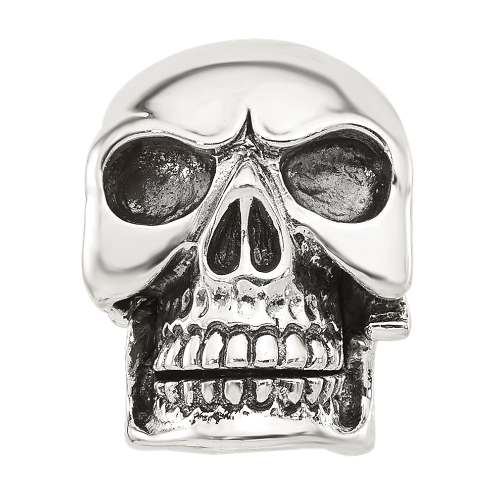 Sterling Silver Reflections Antiqued Skull Hinged Bead