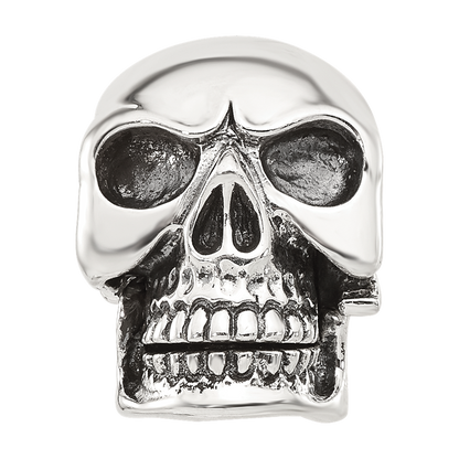 Sterling Silver Reflections Antiqued Skull Hinged Bead