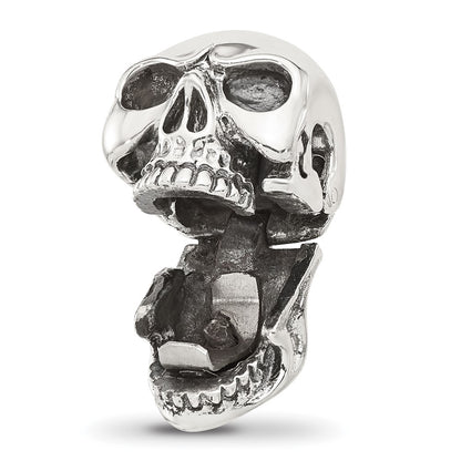 Sterling Silver Reflections Antiqued Skull Hinged Bead
