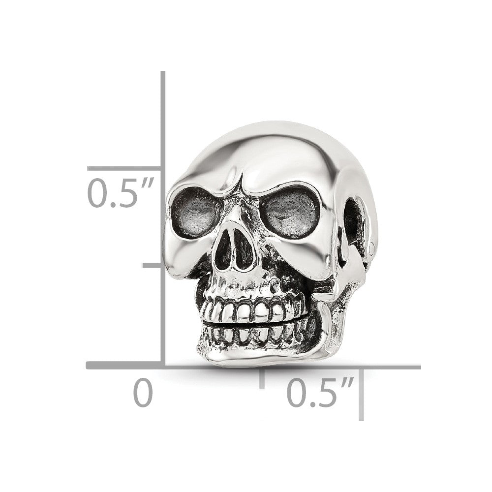 Sterling Silver Reflections Antiqued Skull Hinged Bead