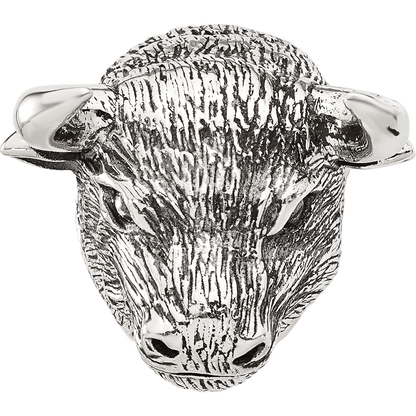 Sterling Silver Reflections Antiqued Fighting Bull Head Hinged Bead