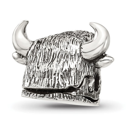 Sterling Silver Reflections Antiqued Fighting Bull Head Hinged Bead