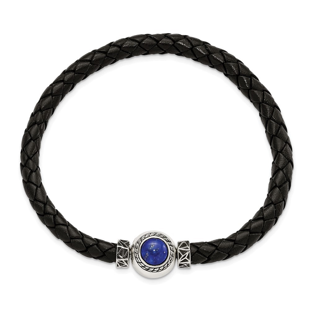 Sterling Silver Reflections 6mm Black Genuine Leather 8.5in Bracelet/Bead not included, sold seperately