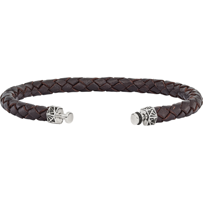 Sterling Silver Reflections 6mm Brown Gen. Leather 8.5in Bracelet/Bead not included, sold seperately