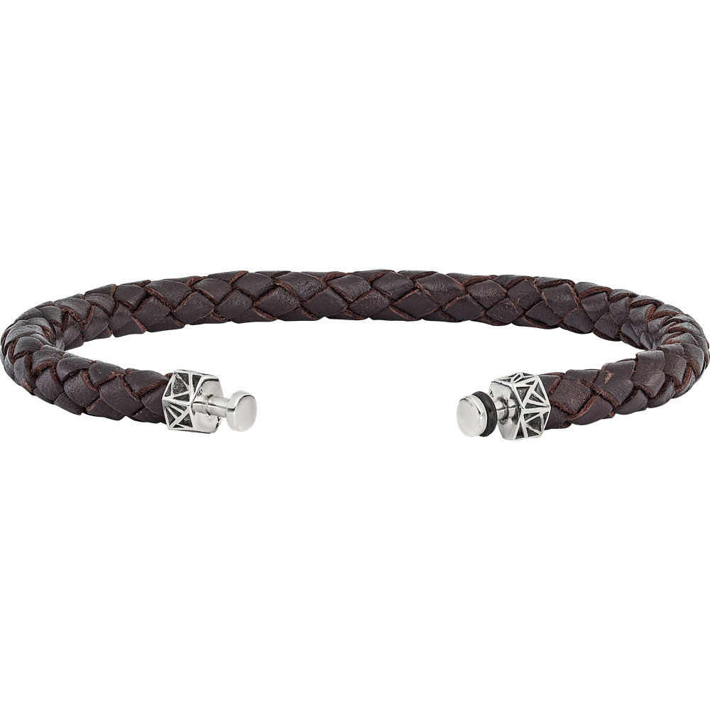 Sterling Silver Reflections 6mm Brown Gen. Leather 8in Bracelet/Bead not included, sold seperately
