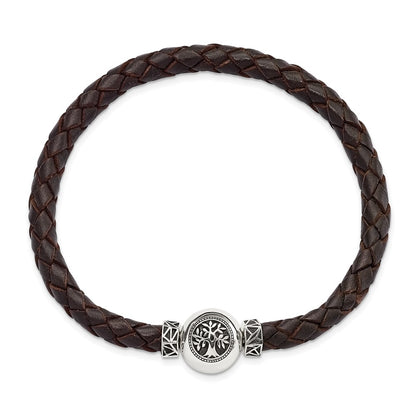 Sterling Silver Reflections 6mm Brown Gen. Leather 8in Bracelet/Bead not included, sold seperately