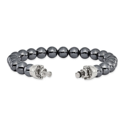 Sterling Silver Reflections 10mm Hematite Beaded 8in Bracelet/Bead not included, sold seperately