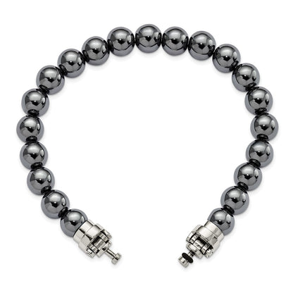 Sterling Silver Reflections 10mm Hematite Beaded 8in Bracelet/Bead not included, sold seperately