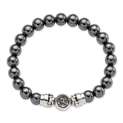 Sterling Silver Reflections 10mm Hematite Beaded 8in Bracelet/Bead not included, sold seperately