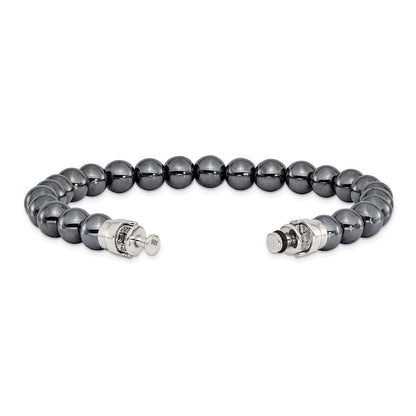 Sterling Silver Reflections 10mm Hematite Beaded 8in Bracelet/Bead not included, sold seperately