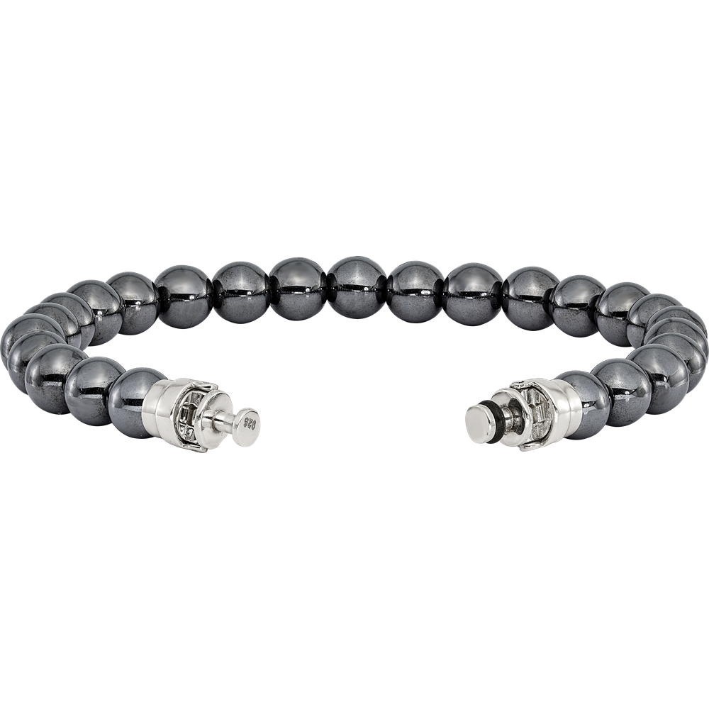Sterling Silver Reflections 10mm Hematite Beaded 8in Bracelet/Bead not included, sold seperately