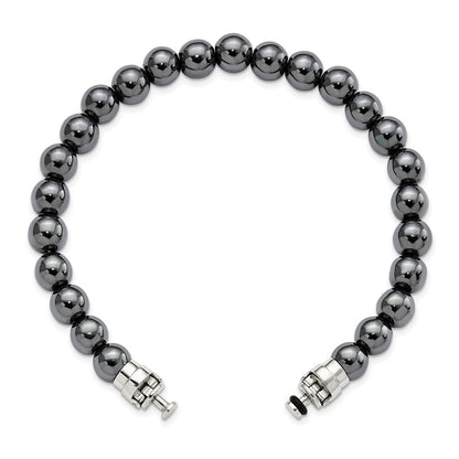 Sterling Silver Reflections 8mm Hematite Beaded 8in Bracelet/Bead not included, sold seperately