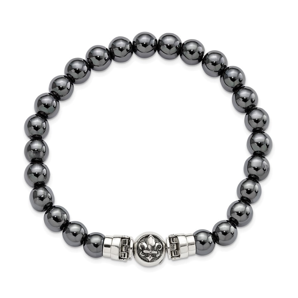 Sterling Silver Reflections 8mm Hematite Beaded 8in Bracelet/Bead not included, sold seperately