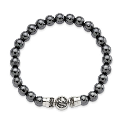 Sterling Silver Reflections 8mm Hematite Beaded 8in Bracelet/Bead not included, sold seperately
